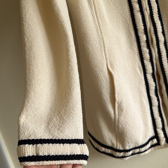 St. John Collection Cream/Black Knit Duster Tweed Sweater Jacket - Picture 4 of 10